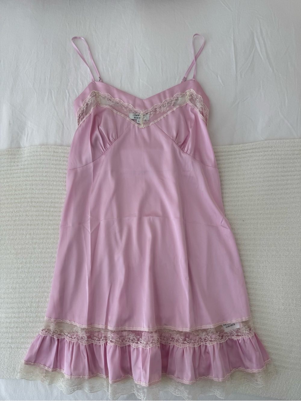 Frankie's Bikinis Pink Lace-Trim Slip